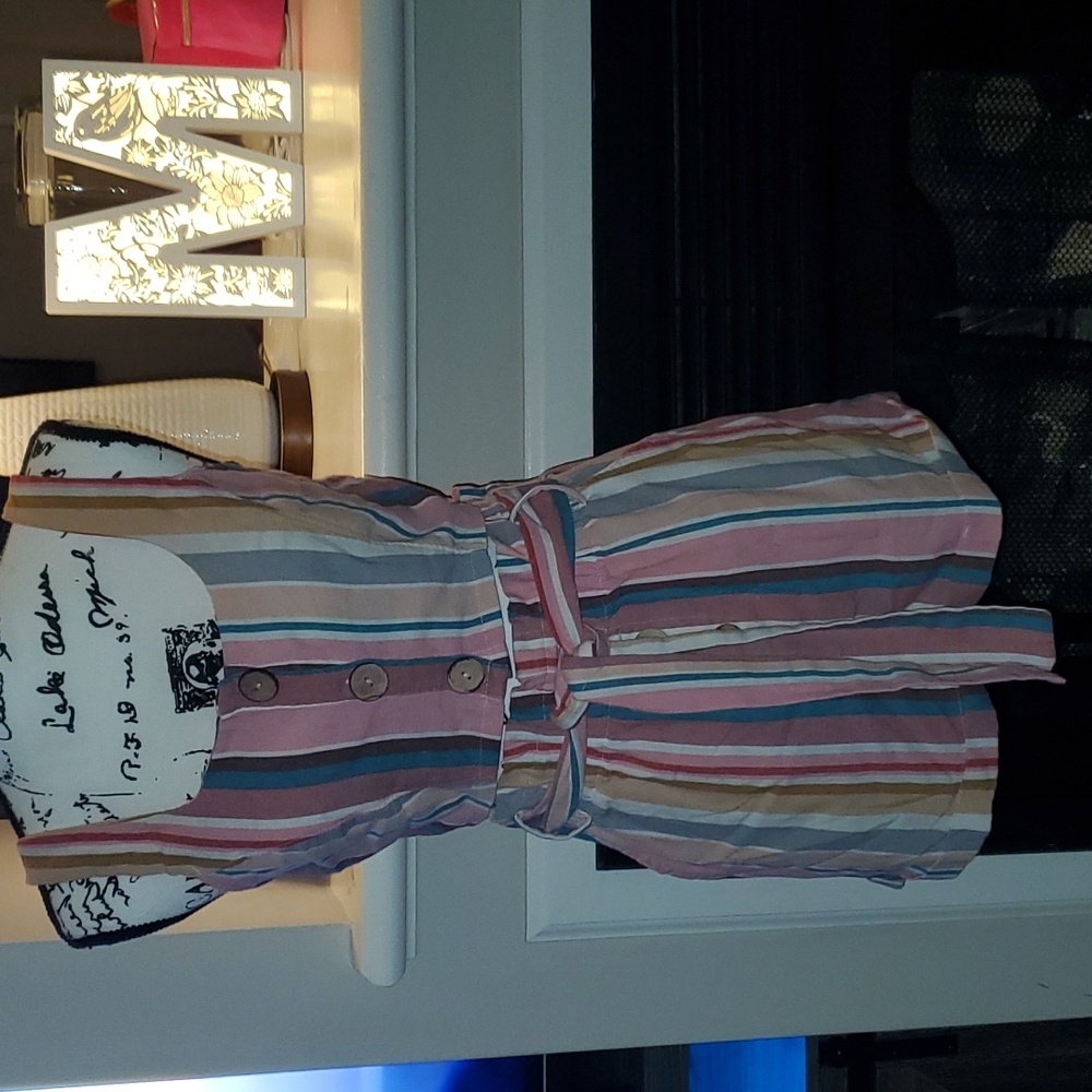 Haute Monde Multi-color Striped Crop Top & Matching Paperbag Shorts Set Size M - Picture 2 of 14